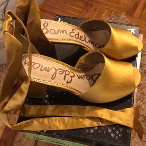 Gold Satin Wraparound Sandsl